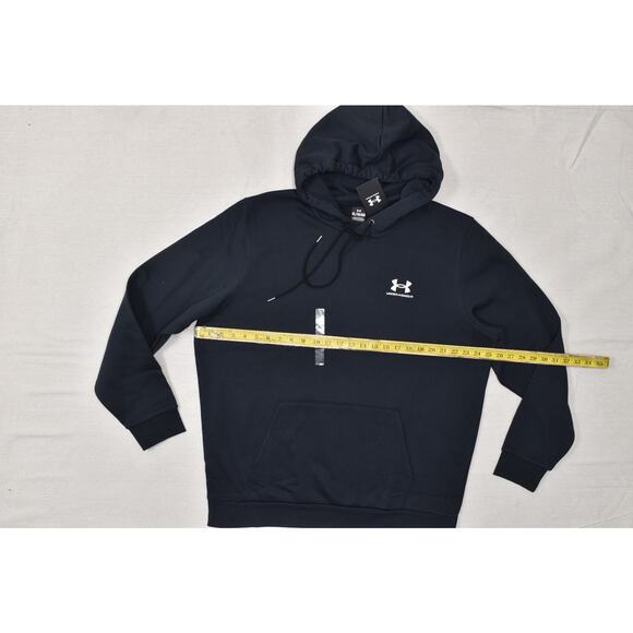 Under Armour Men's Black Essential Fleece Hoodie Loose Fit Size XL Cotton NEW - Picture 3 of 8